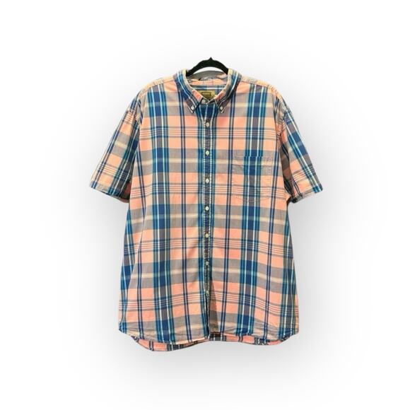 The Foundry Supply Co Men's Plaid Comfort Stretch Short Slv Button-Up | Size 2XL - Picture 1 of 9